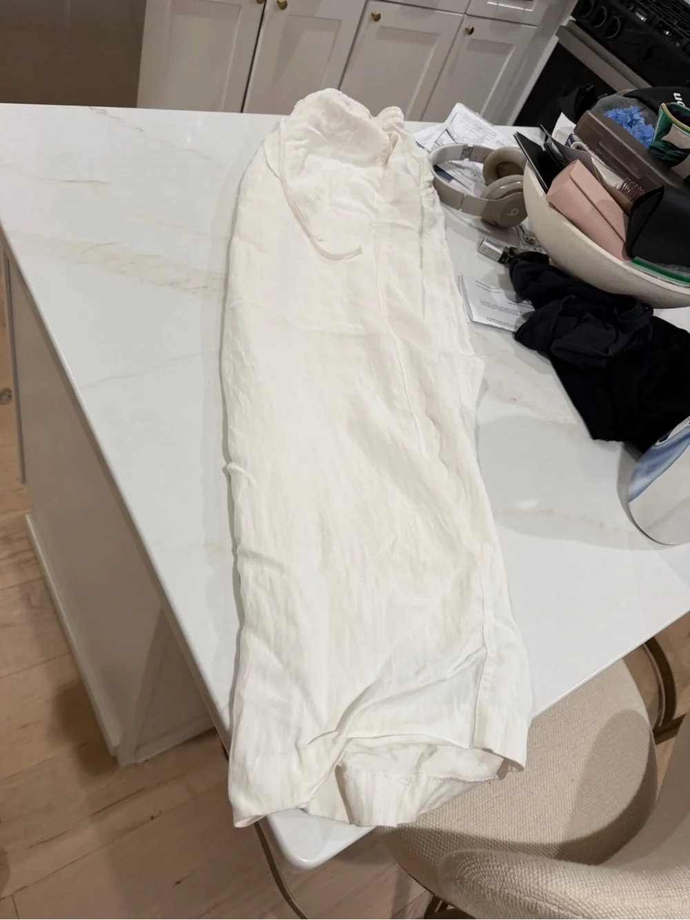 Zara Cream Wide-Leg Linen Pants